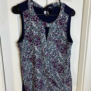 41 Hawthorn Floral Keyhole Blouse - Purple and Blue